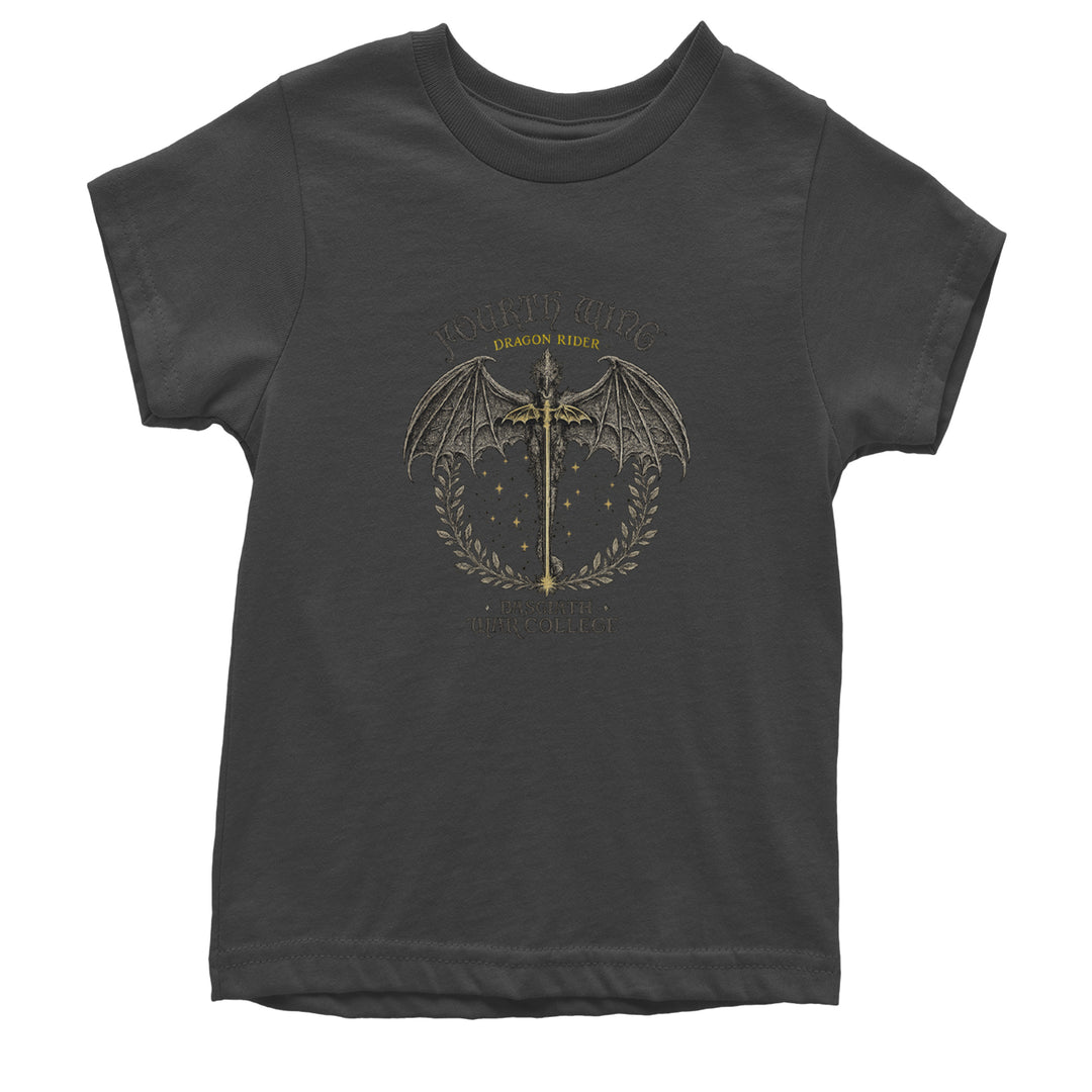 Fourth Wing Dragon Rider Vintage Basgiath War College Youth T-shirt Charcoal Grey