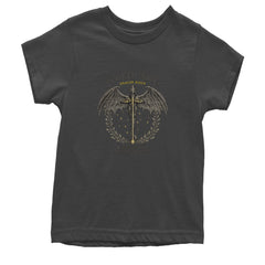 Fourth Wing Dragon Rider Vintage Basgiath War College Youth T-shirt Charcoal Grey