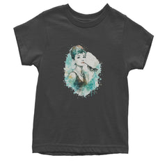 Mrs. Herpburn Iconic Watercolors Youth T-shirt Charcoal Grey