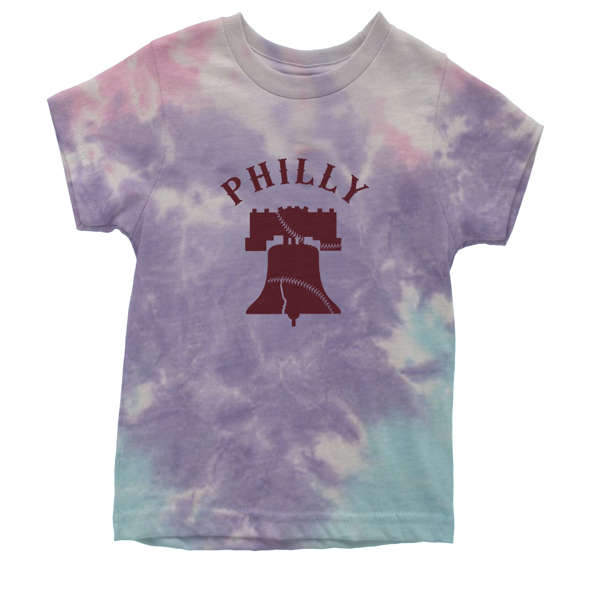 Philly Cracked Liberty Bell Youth T-shirt Tie-Dye Cotton Candy