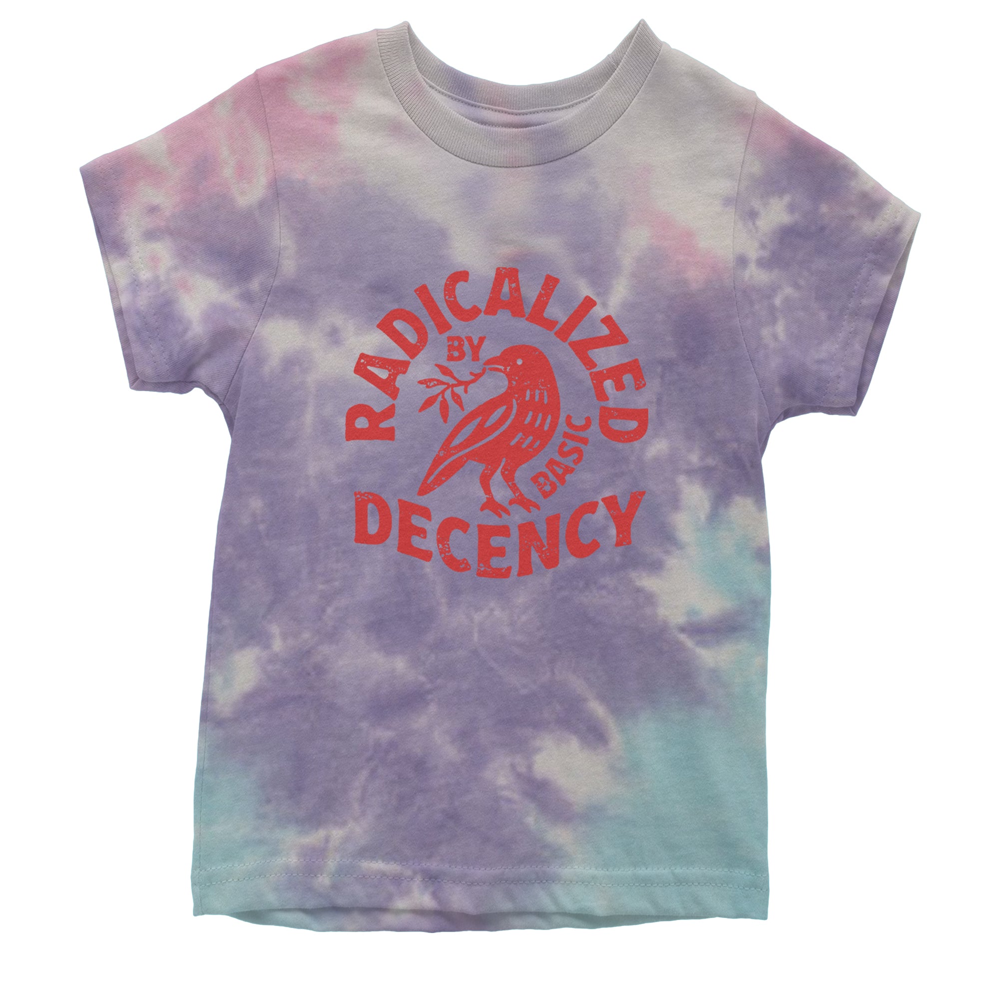 Radicalized by Basic Decency Dove Protest Statement Youth T-shirt Tie-Dye Cotton Candy