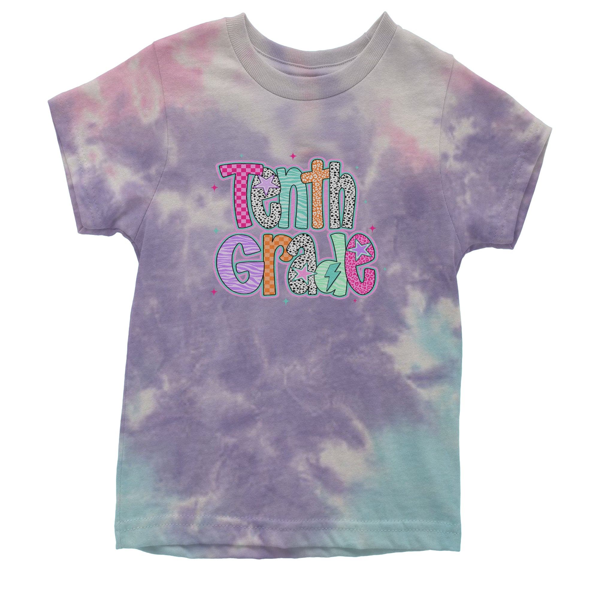 Tenth Grade Trendsetter Colorful Back to School Youth T-shirt Tie-Dye Cotton Candy