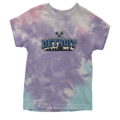 Detroit Motor City Retro Piston Youth T-shirt Tie-Dye Cotton Candy