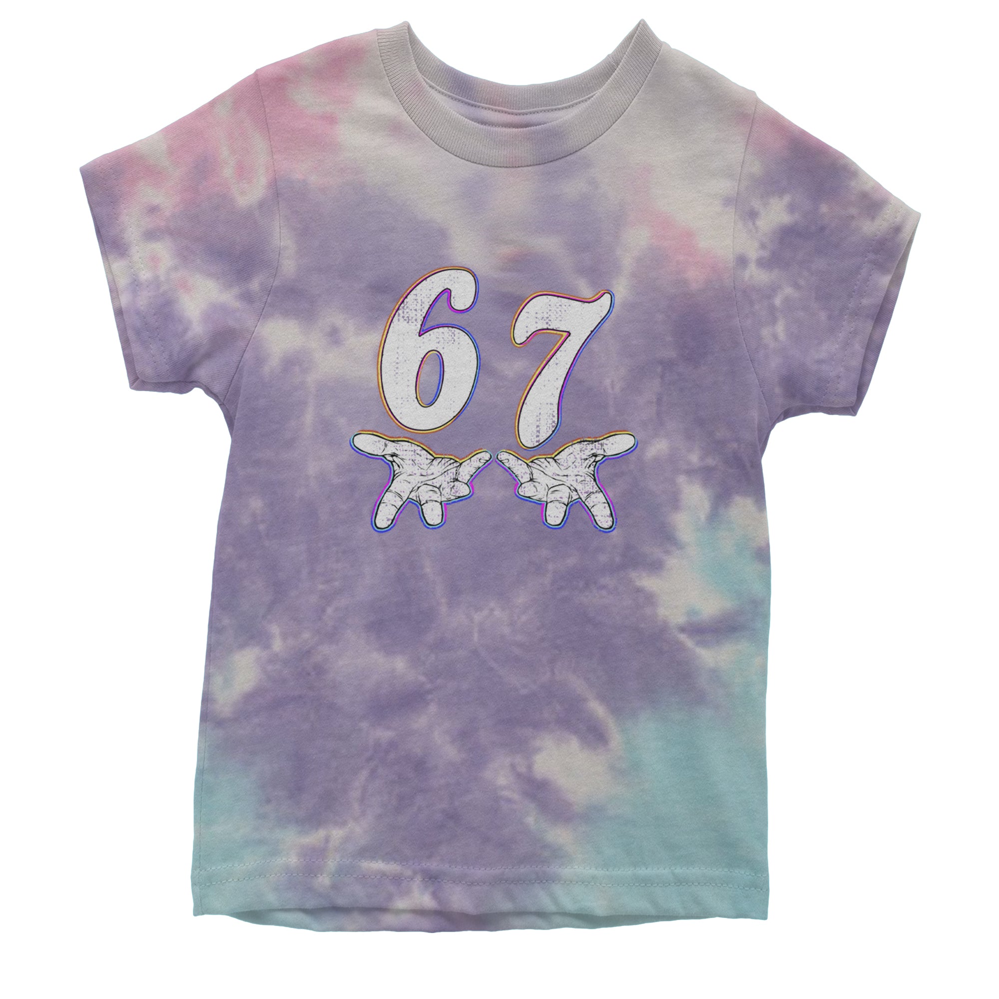 67 Hands Meme Viral Drill Youth T-shirt Tie-Dye Cotton Candy