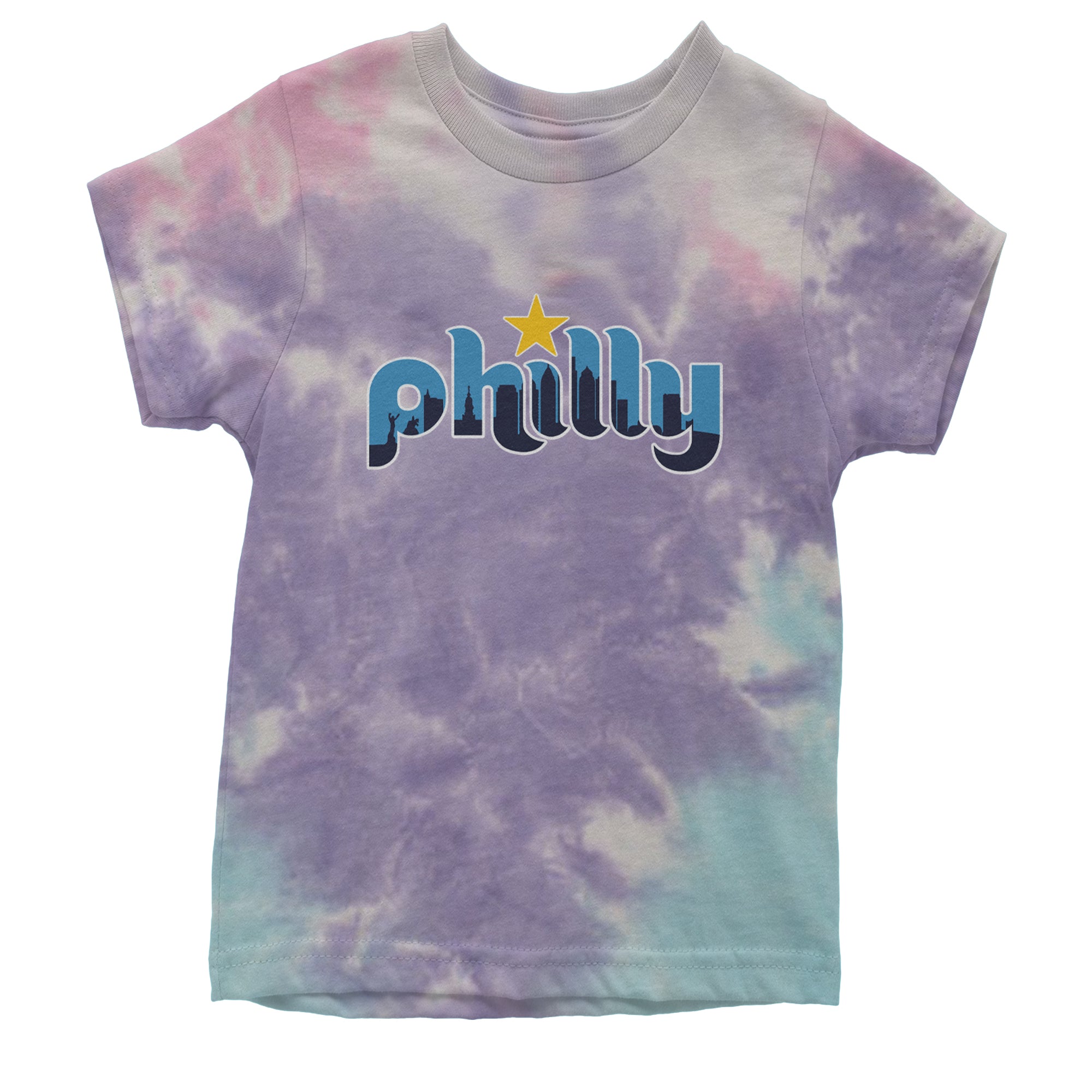 Skyline Philly Philadelphia Youth T-shirt Tie-Dye Cotton Candy