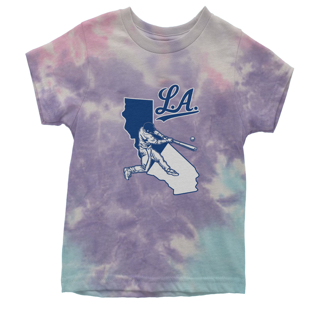 Los Angeles Baseball Batter Up Youth T-shirt Tie-Dye Cotton Candy