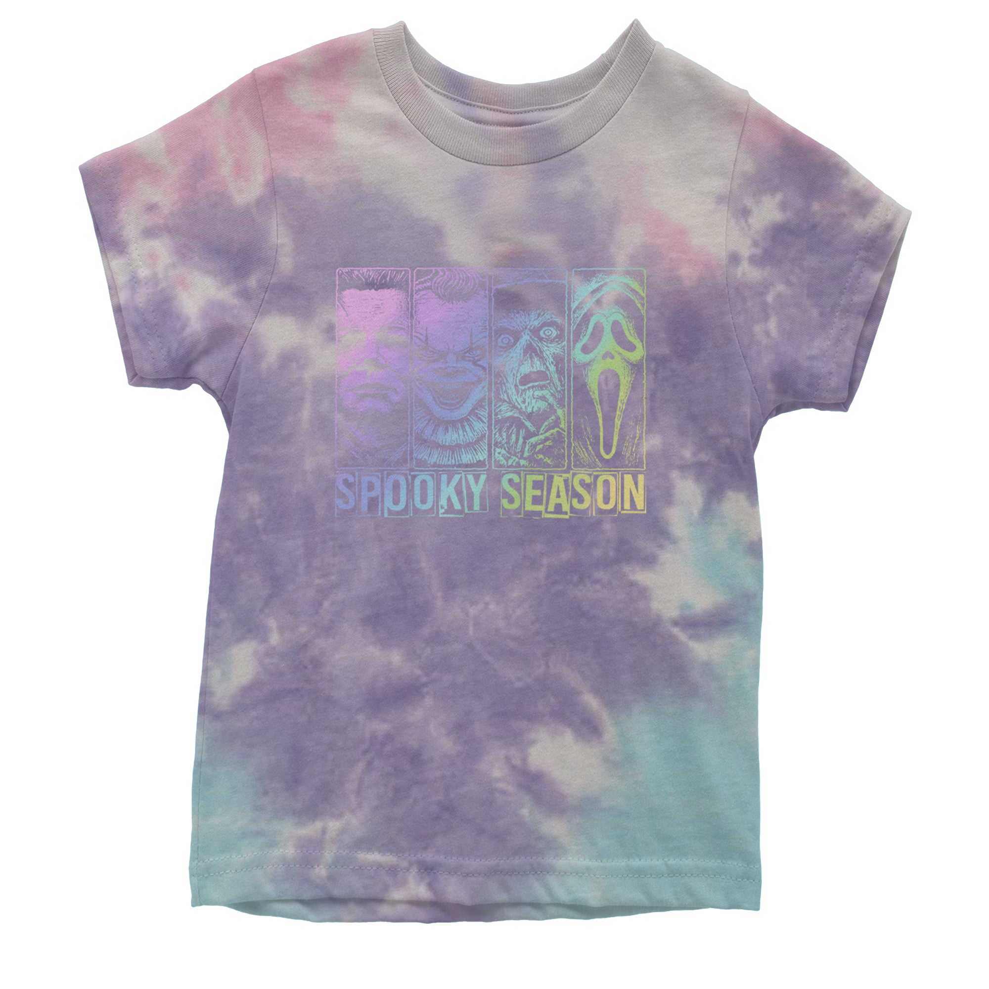 Spooky Season Horror Icons Halloween Youth T-shirt Tie-Dye Cotton Candy