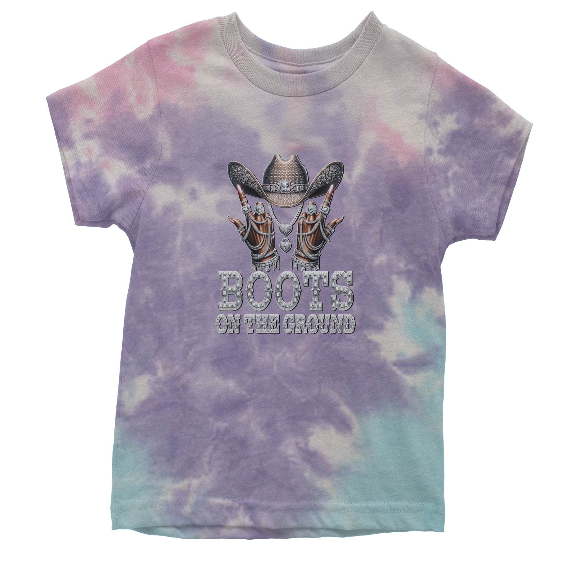 Boots On The Ground Bling Youth T-shirt Tie-Dye Cotton Candy