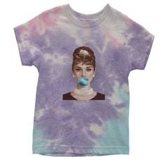 Audrey Hepburn Chewing Bubble Gum American Icon Youth T-shirt Tie-Dye Cotton Candy