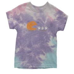 Pumpkin Pacman Chasing Ghosts Halloween Youth T-shirt Tie-Dye Cotton Candy