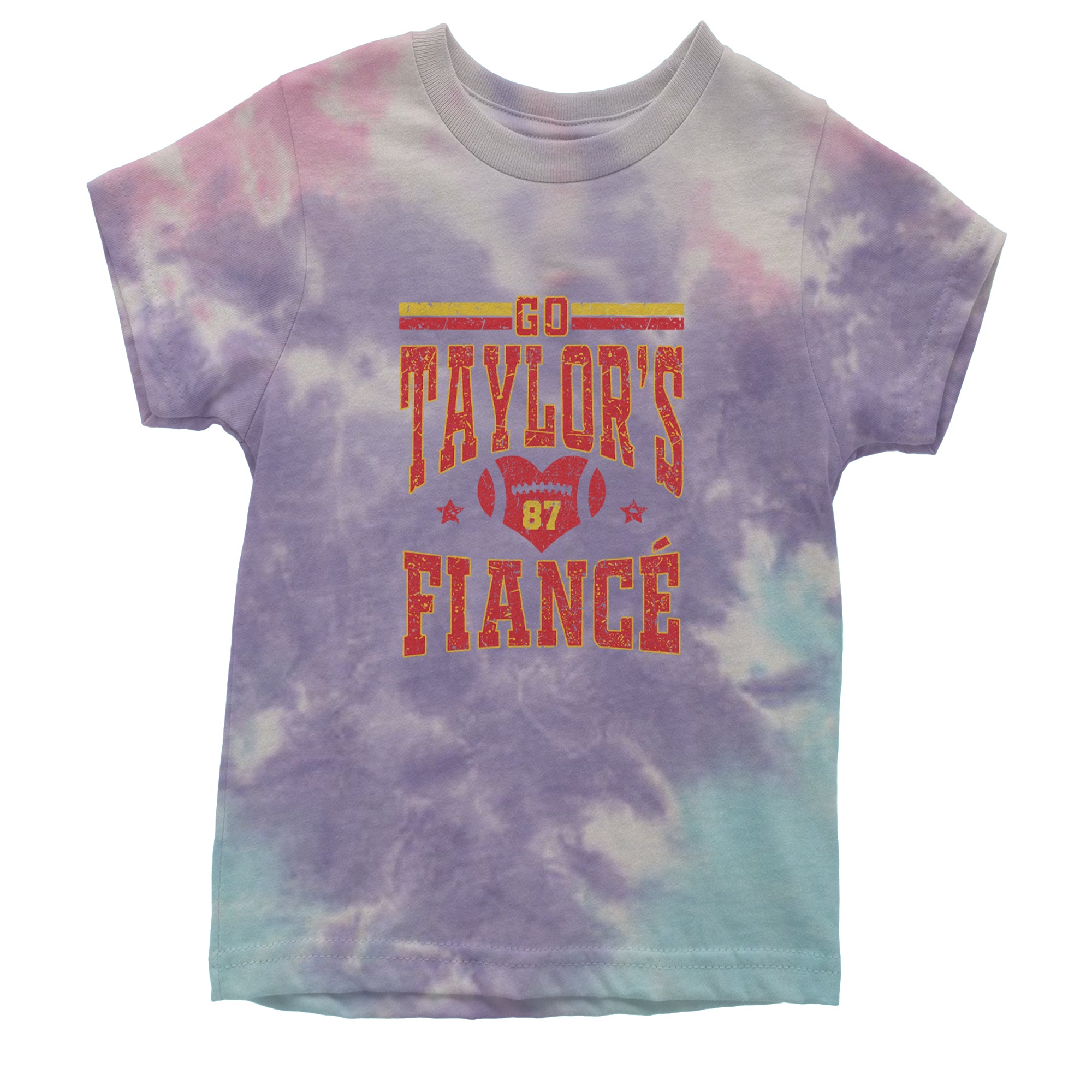 Go Taylor's Fiancé Engagement Game Day Youth T-shirt Tie-Dye Cotton Candy