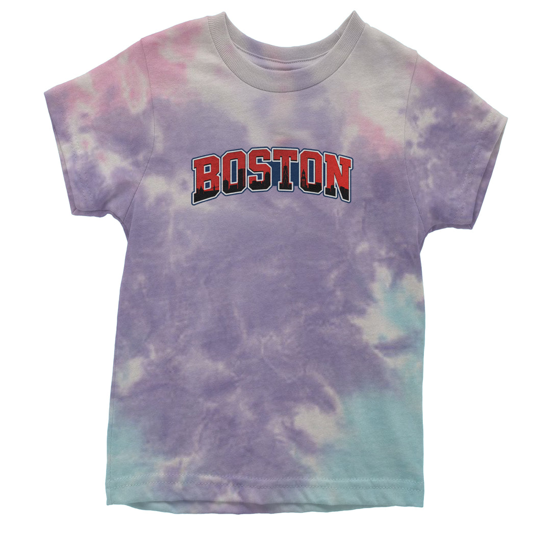Boston City Pride Skyline Youth T-shirt Tie-Dye Cotton Candy