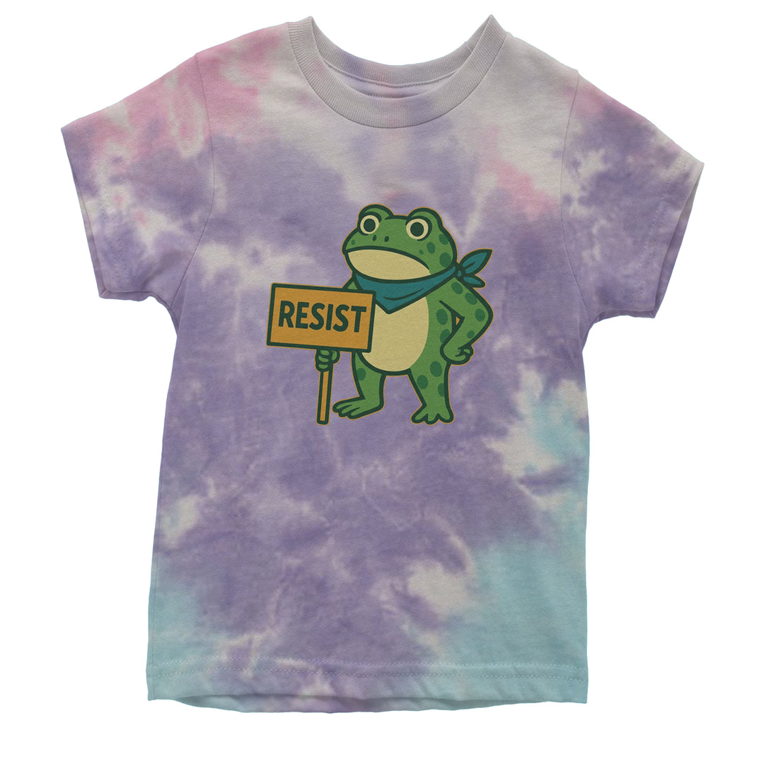 Sign Resist Meme Frog Protest Youth T-shirt Tie-Dye Cotton Candy