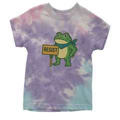 Sign Resist Meme Frog Protest Youth T-shirt Tie-Dye Cotton Candy
