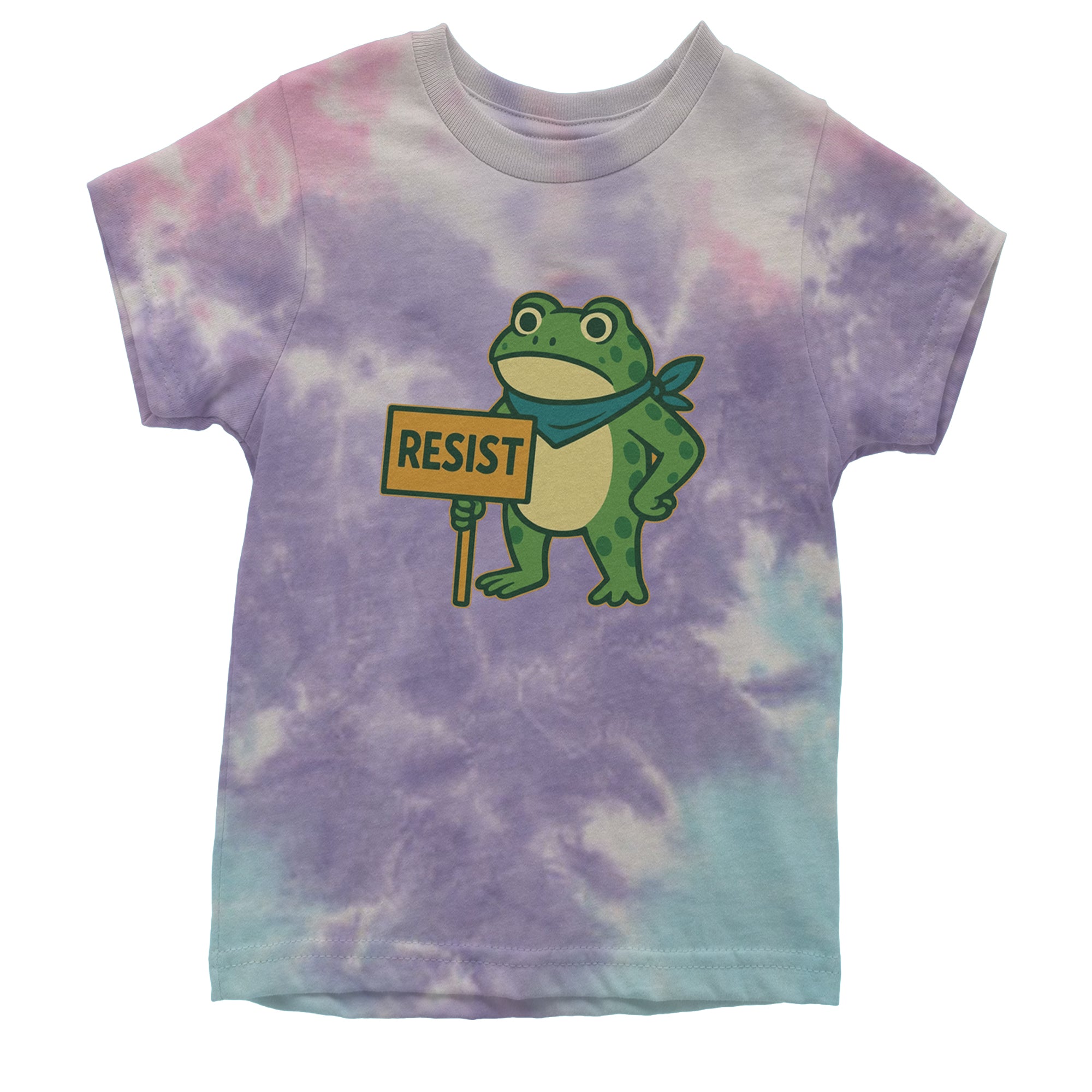 Sign Resist Meme Frog Protest Youth T-shirt Tie-Dye Cotton Candy