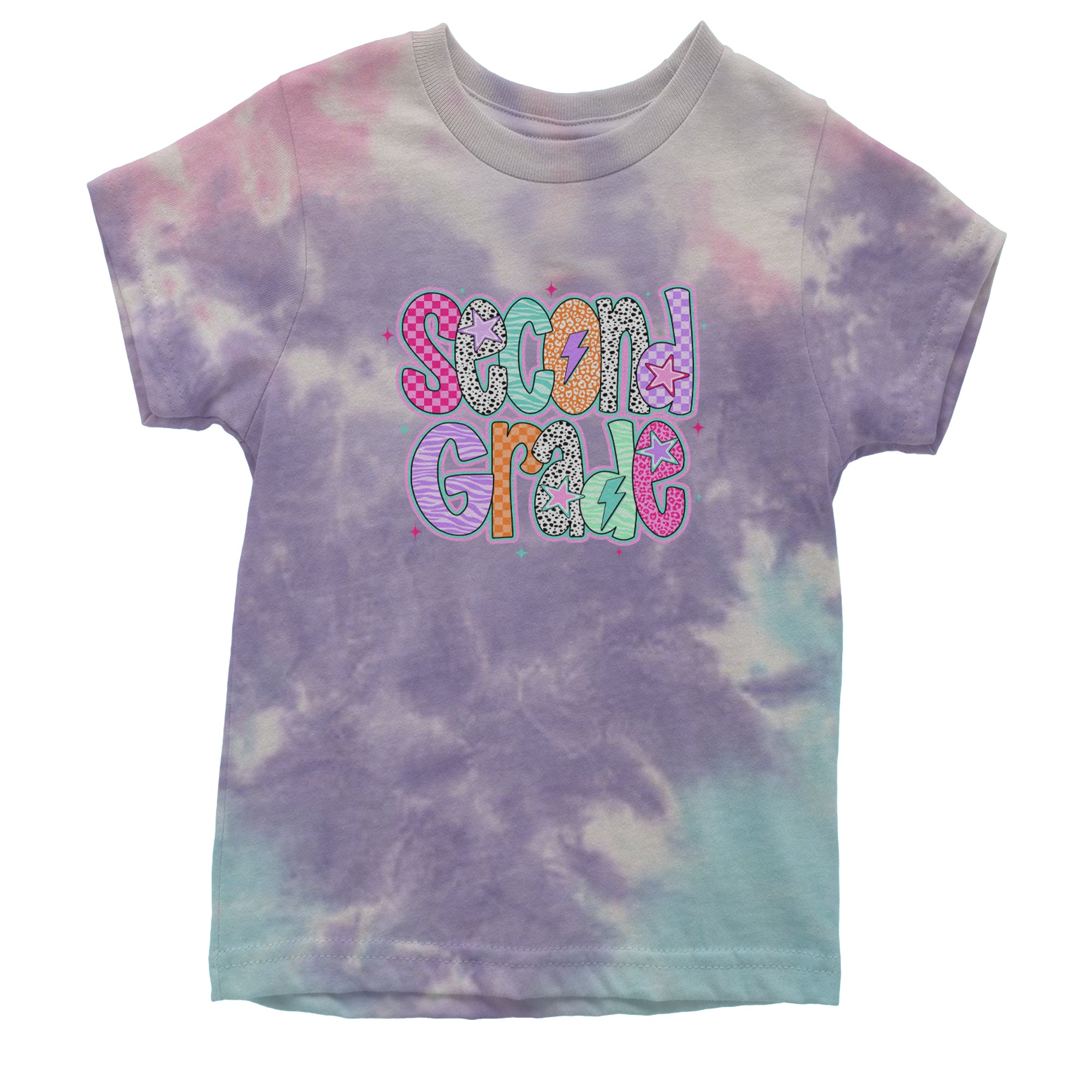 Second Grade Star Colorful Back to School Youth T-shirt Tie-Dye Cotton Candy