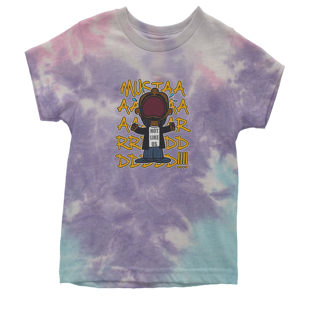 MUSTARD! Not Like Us Tv Off graphic on Kids' Heavyweight Cotton T-Shirt in Tie-Dye Cotton Candy