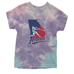 Atlanta Georgia Batter Up Youth T-shirt Tie-Dye Cotton Candy