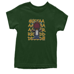 MUSTARD! Not Like Us Tv Off graphic on Kids' Heavyweight Cotton T-Shirt in Forest Green