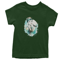 Mrs. Herpburn Iconic Watercolors Youth T-shirt Forest Green