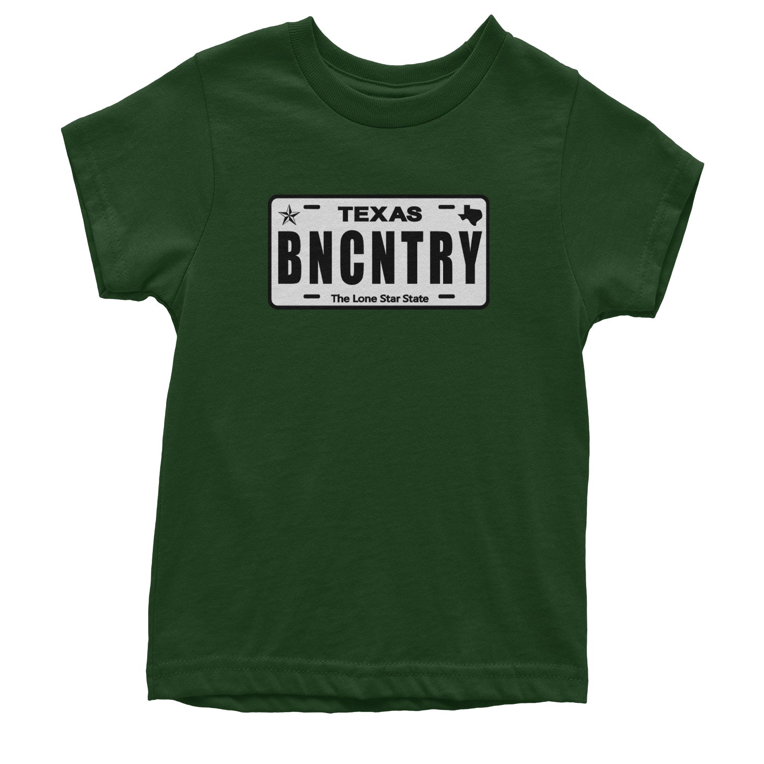 Texas License Plate BNCNTRY Youth T-shirt Forest Green