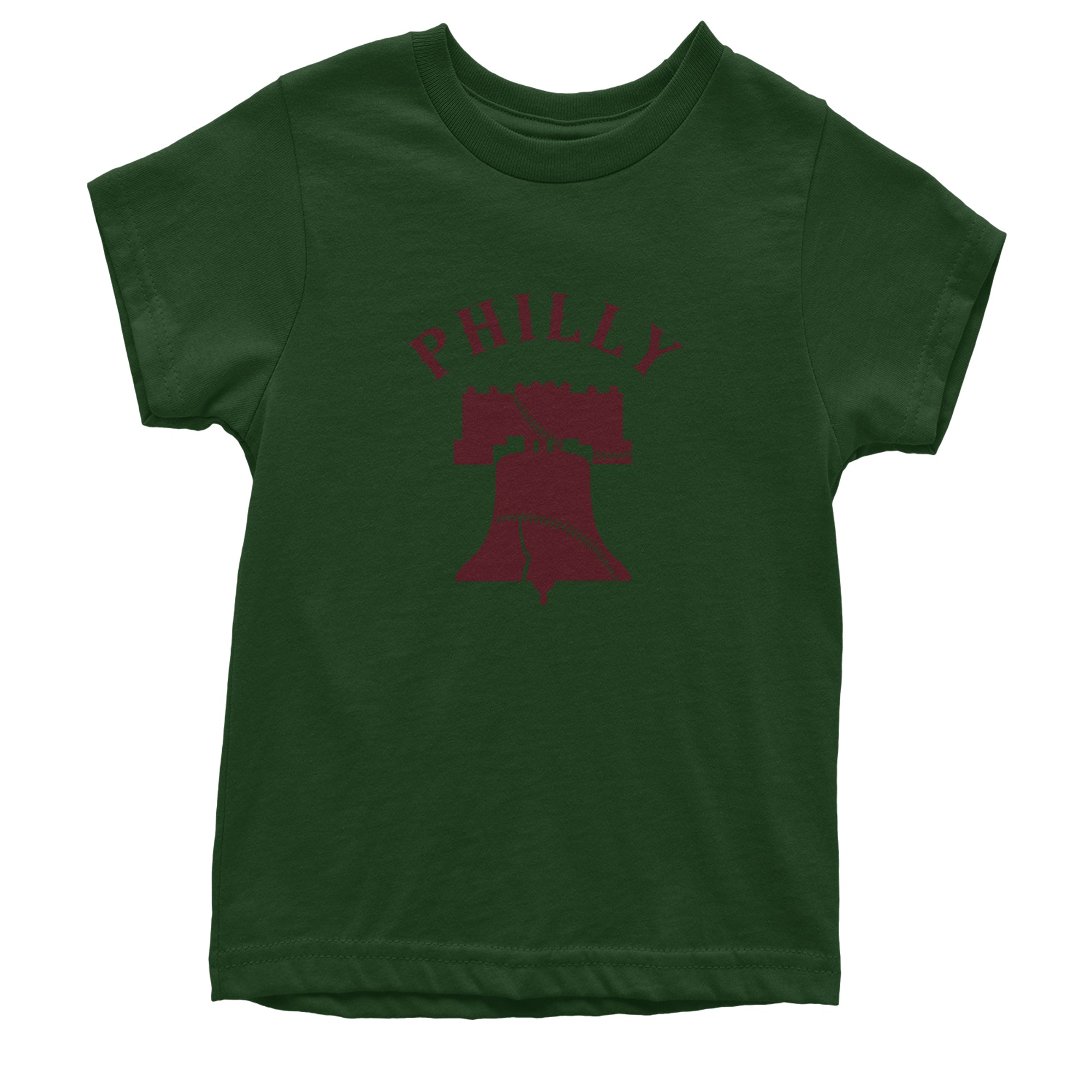 Philly Cracked Liberty Bell Youth T-shirt Forest Green
