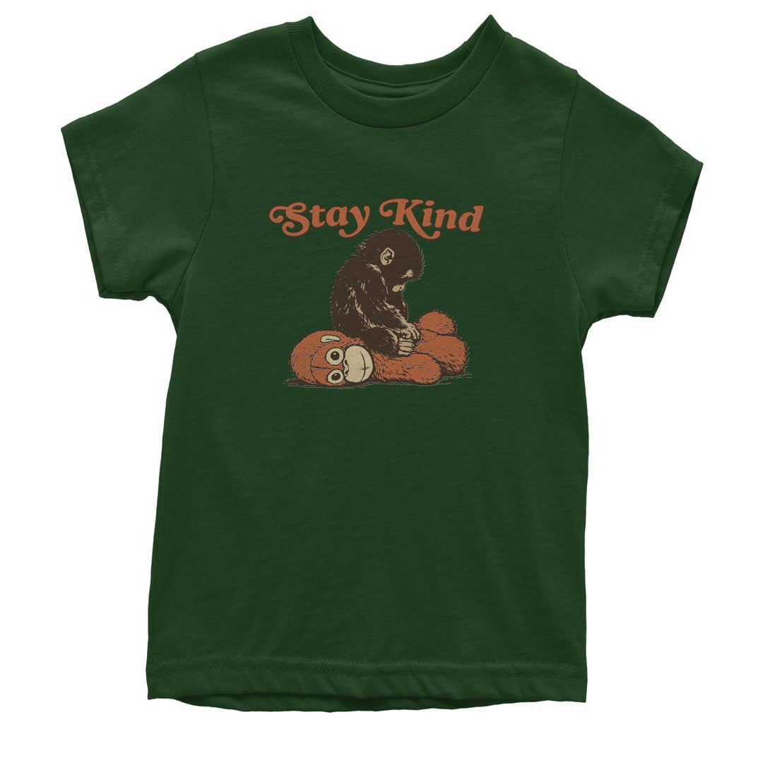 Punch Stay Kind Macaque Youth T-shirt Forest Green