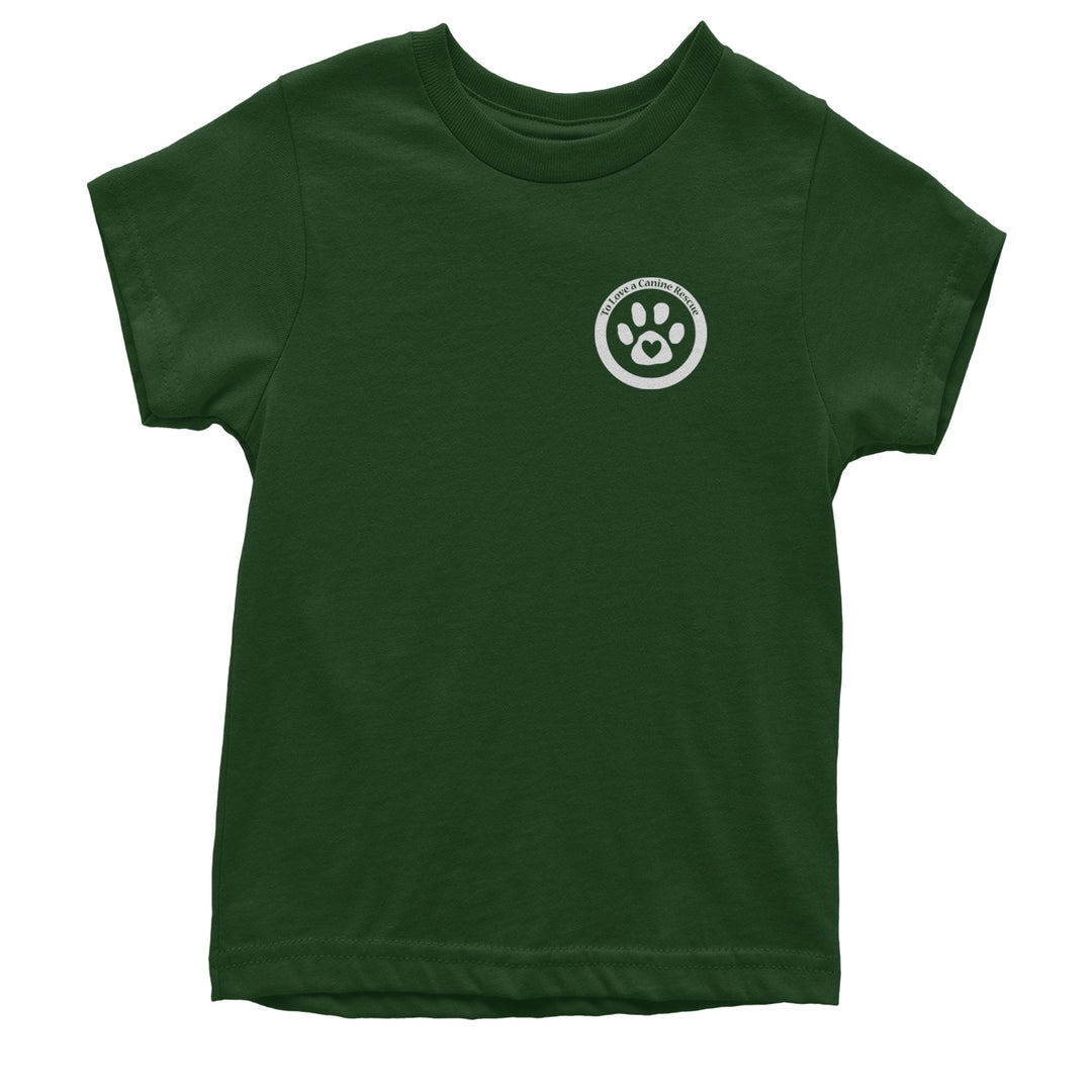 TLC To Love a Canine Dog Rescue White Youth T-shirt Forest Green