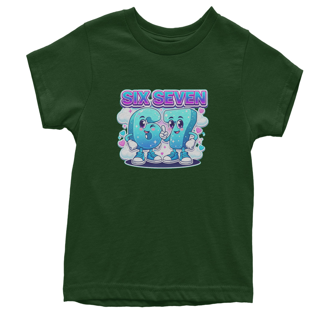67 Six Seven Meme Kawaii Cloud Youth T-shirt Forest Green