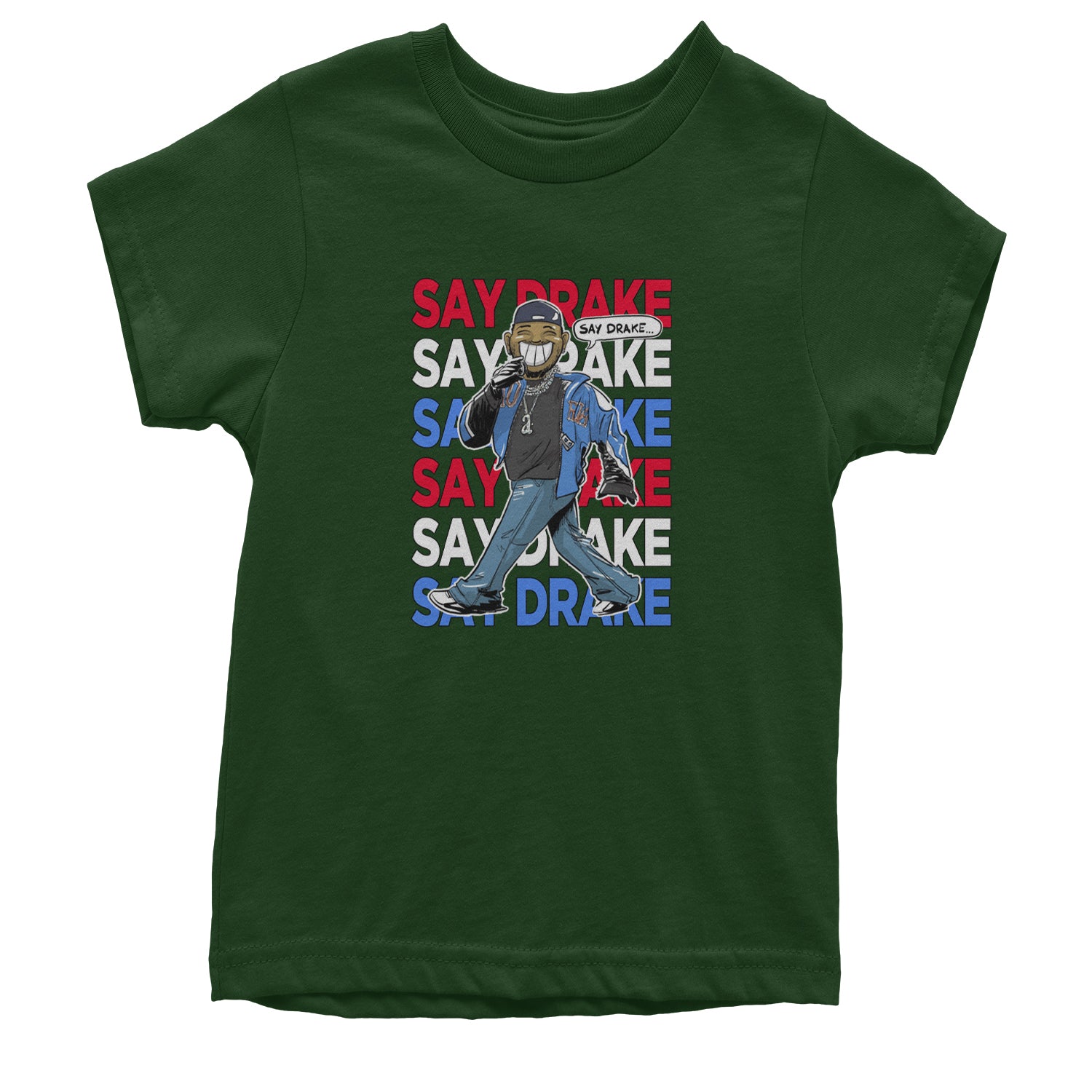 Say Drake Smiling Meme Mustard Youth T-shirt Forest Green