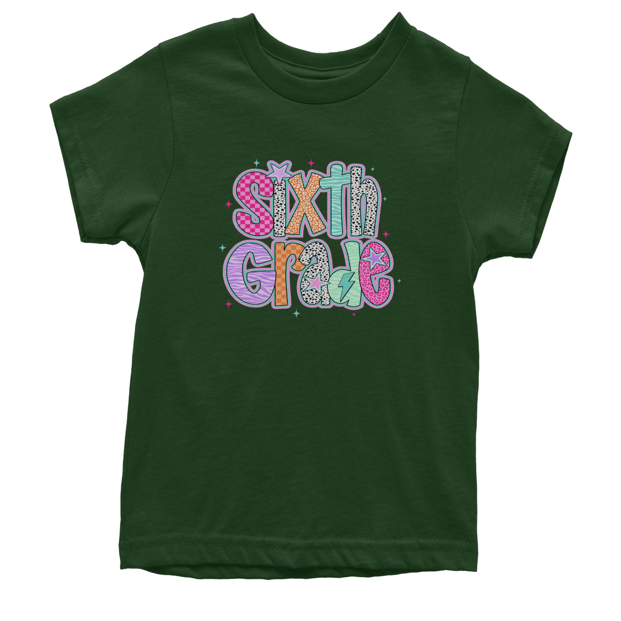 Sixth Grade Colorful Back to School Youth T-shirt Forest Green