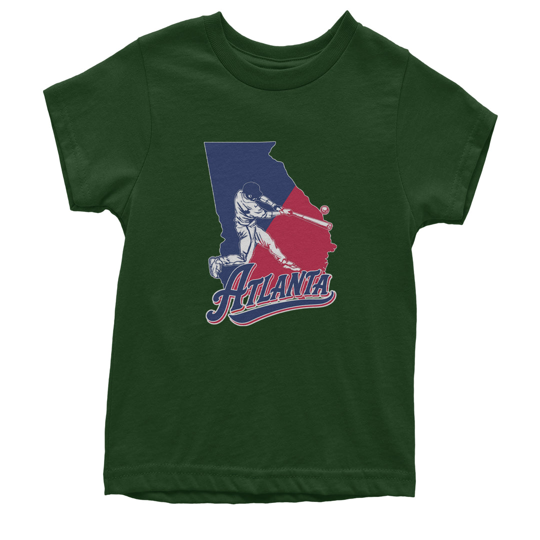 Atlanta Georgia Batter Up Youth T-shirt Forest Green