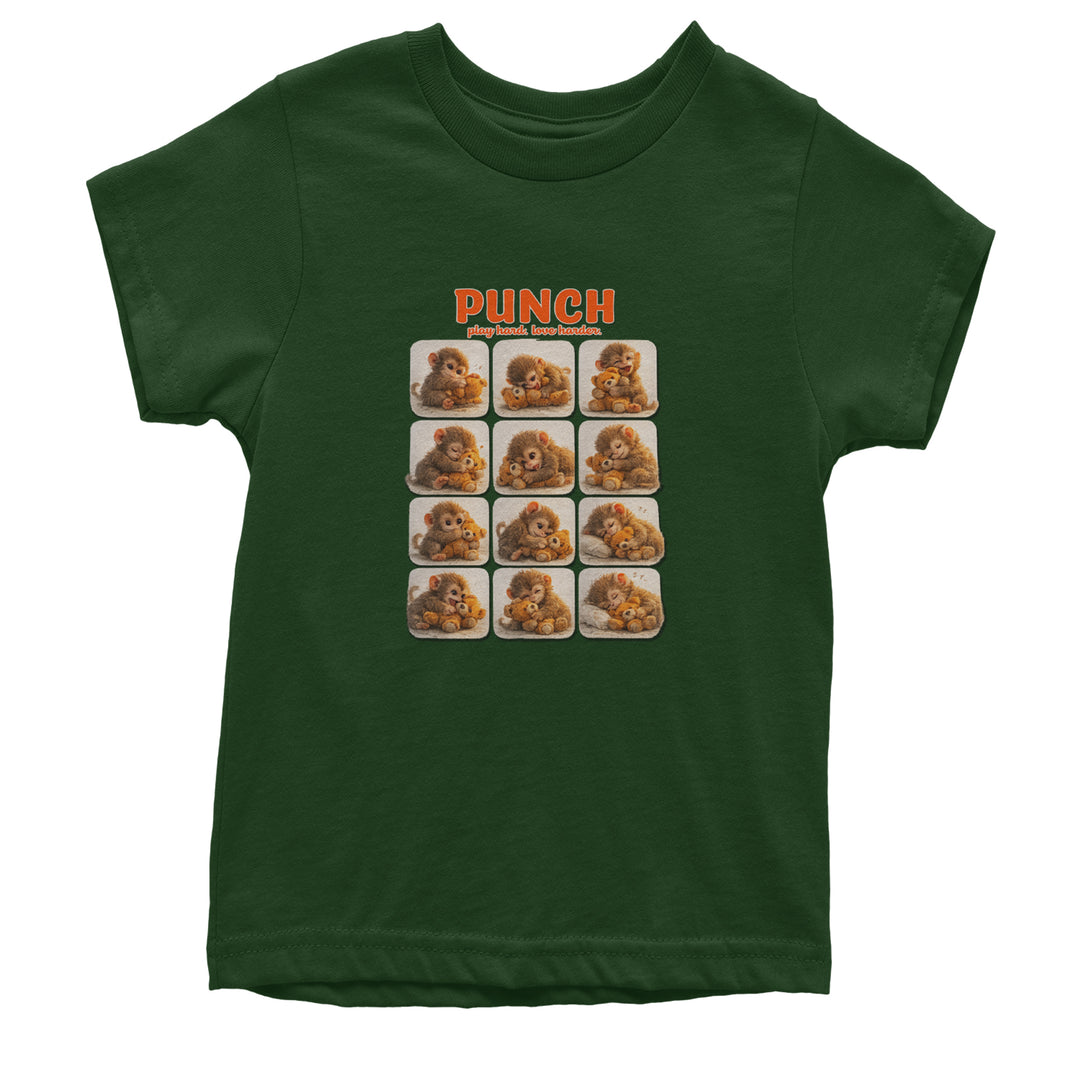 Punch Play Hard Love Harder Youth T-shirt Forest Green