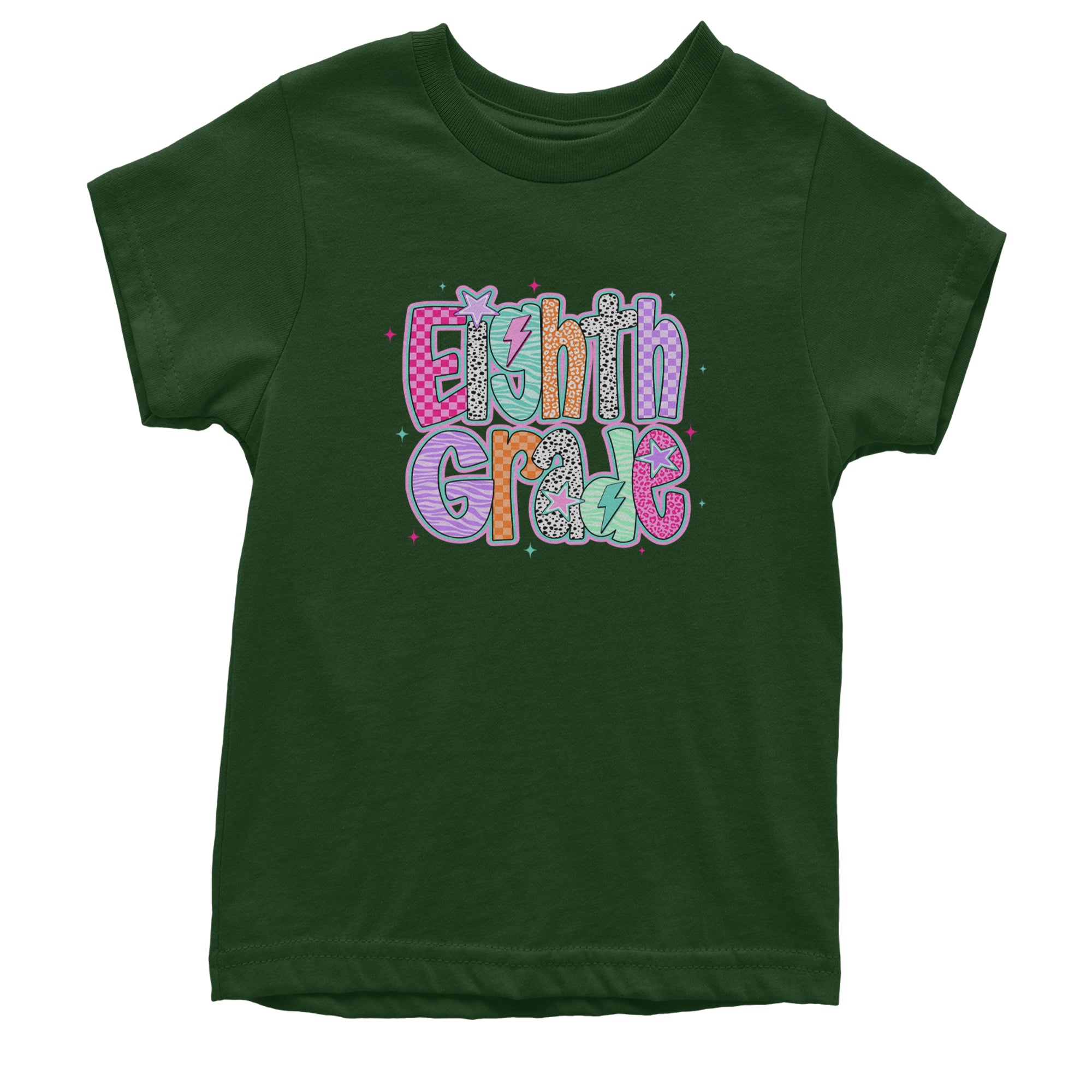 Eighth Grade Energy Colorful Back to School Youth T-shirt Forest Green