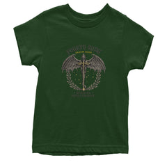 Fourth Wing Dragon Rider Vintage Basgiath War College Youth T-shirt Forest Green