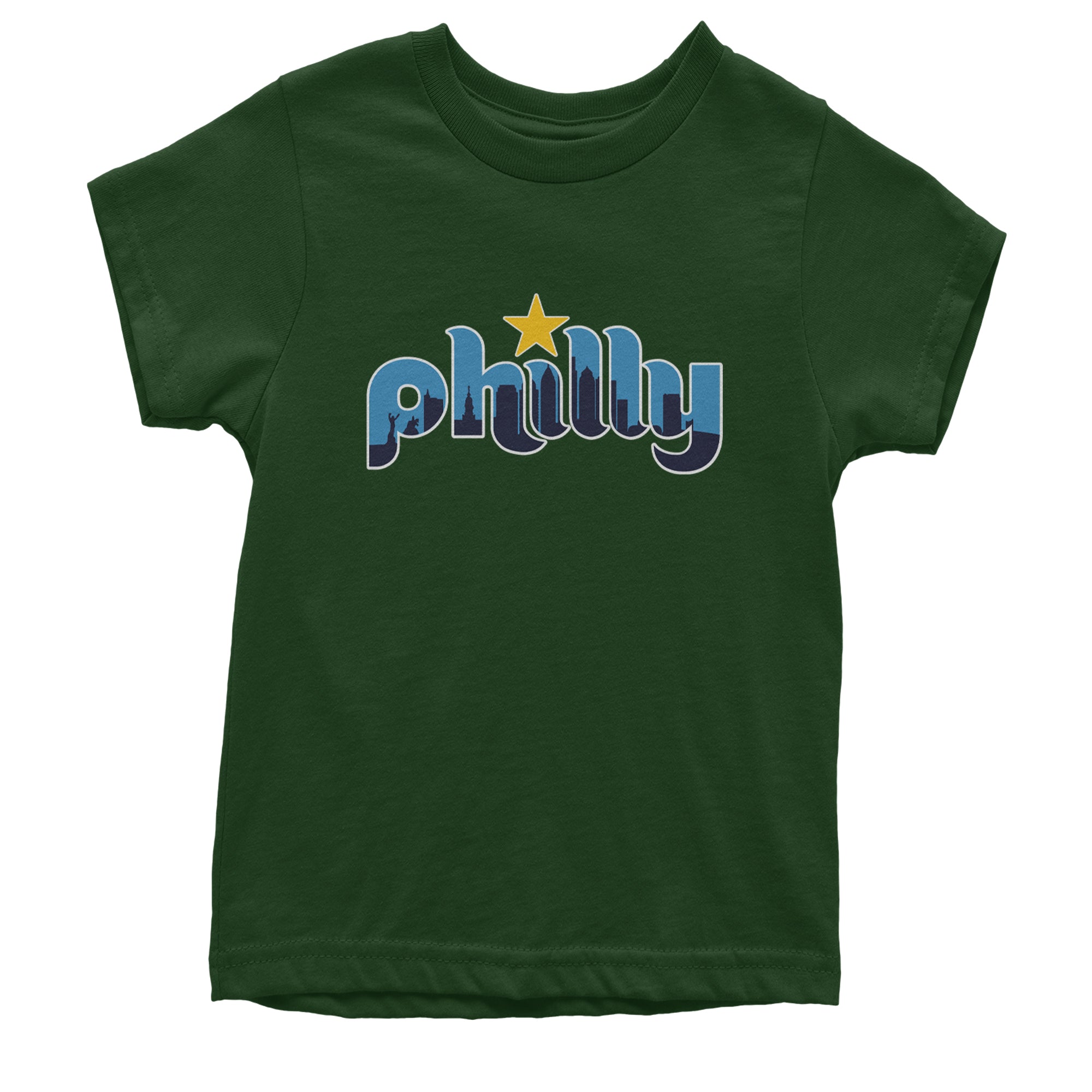 Skyline Philly Philadelphia Youth T-shirt Forest Green