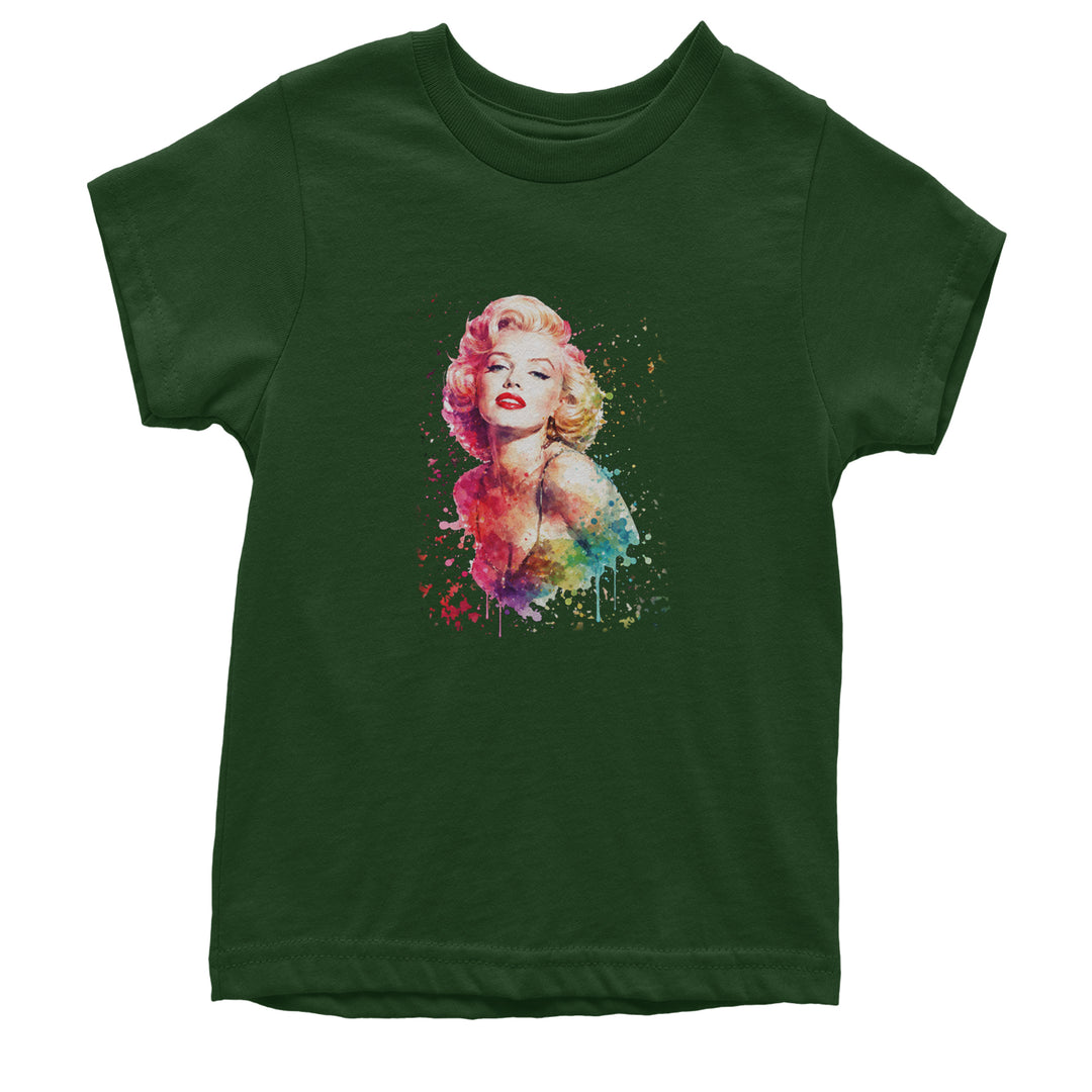 Mrs. Monroe Watercolors Bombshell Youth T-shirt Forest Green
