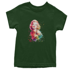 Mrs. Monroe Watercolors Bombshell Youth T-shirt Forest Green