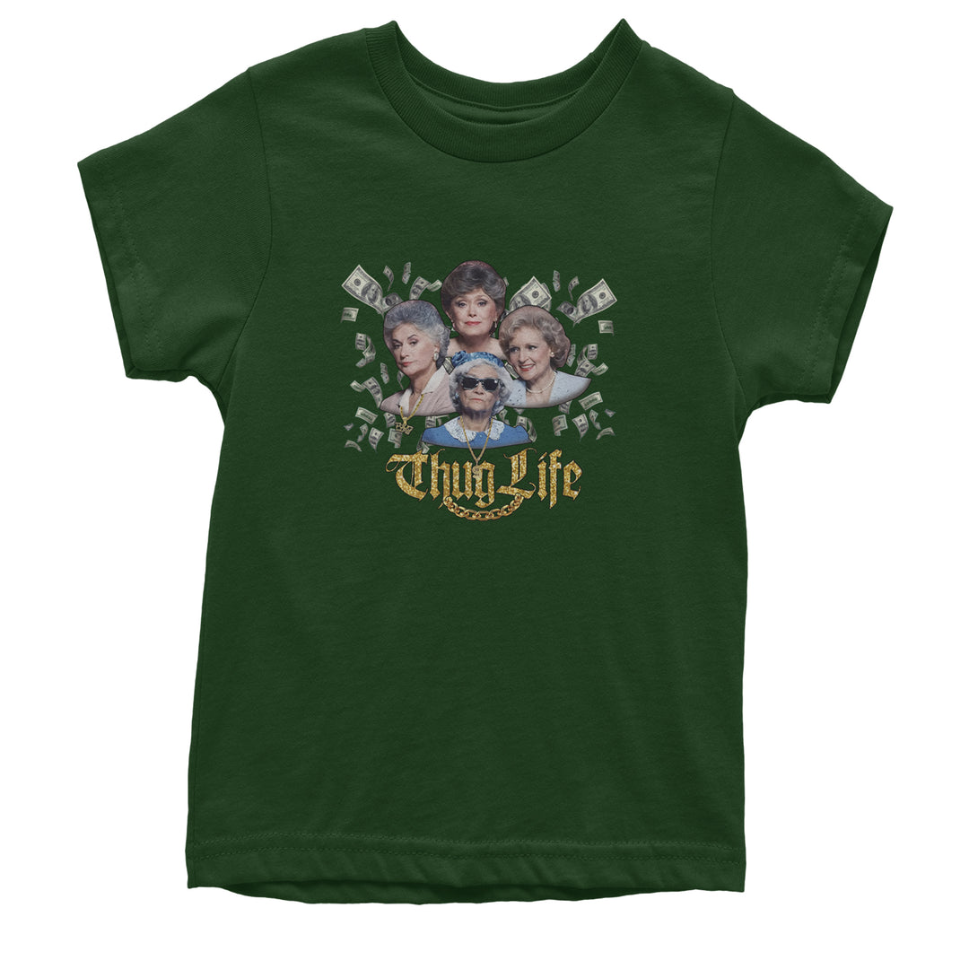Golden Chain Thug Life Girls Youth T-shirt Forest Green