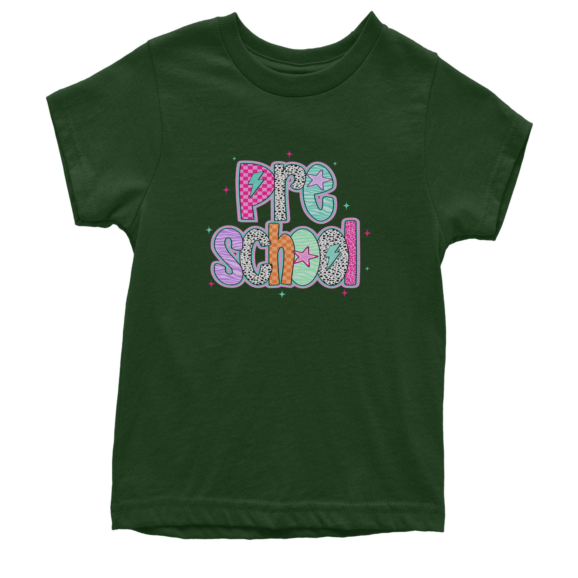 Preschool Power Colorful Back to School Youth T-shirt Forest Green