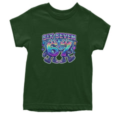 Six Seven 67 Retro Pixel Buddies Youth T-shirt Forest Green