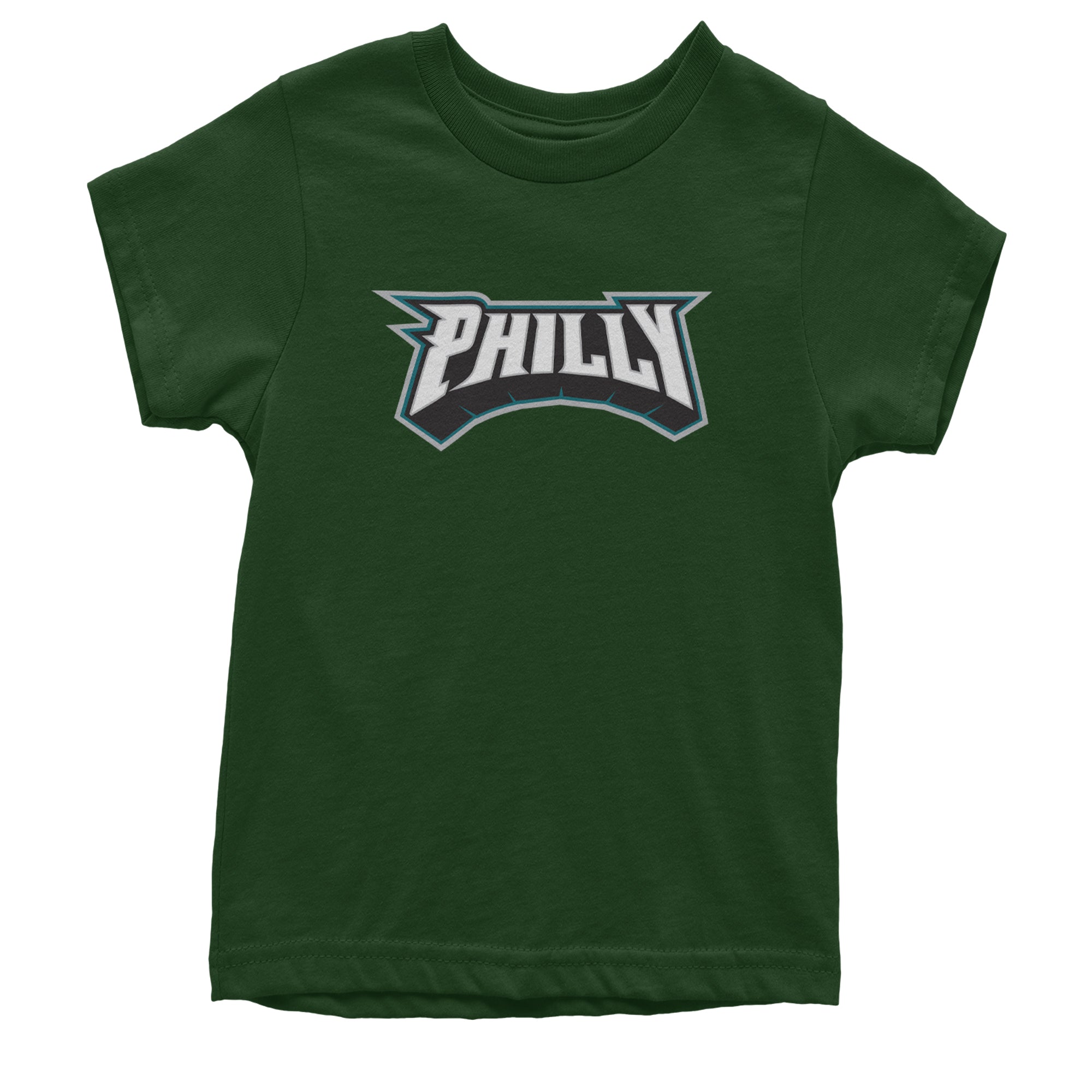 Philly Bold Block Throwback Youth T-shirt Forest Green