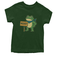Sign Resist Meme Frog Protest Youth T-shirt Forest Green