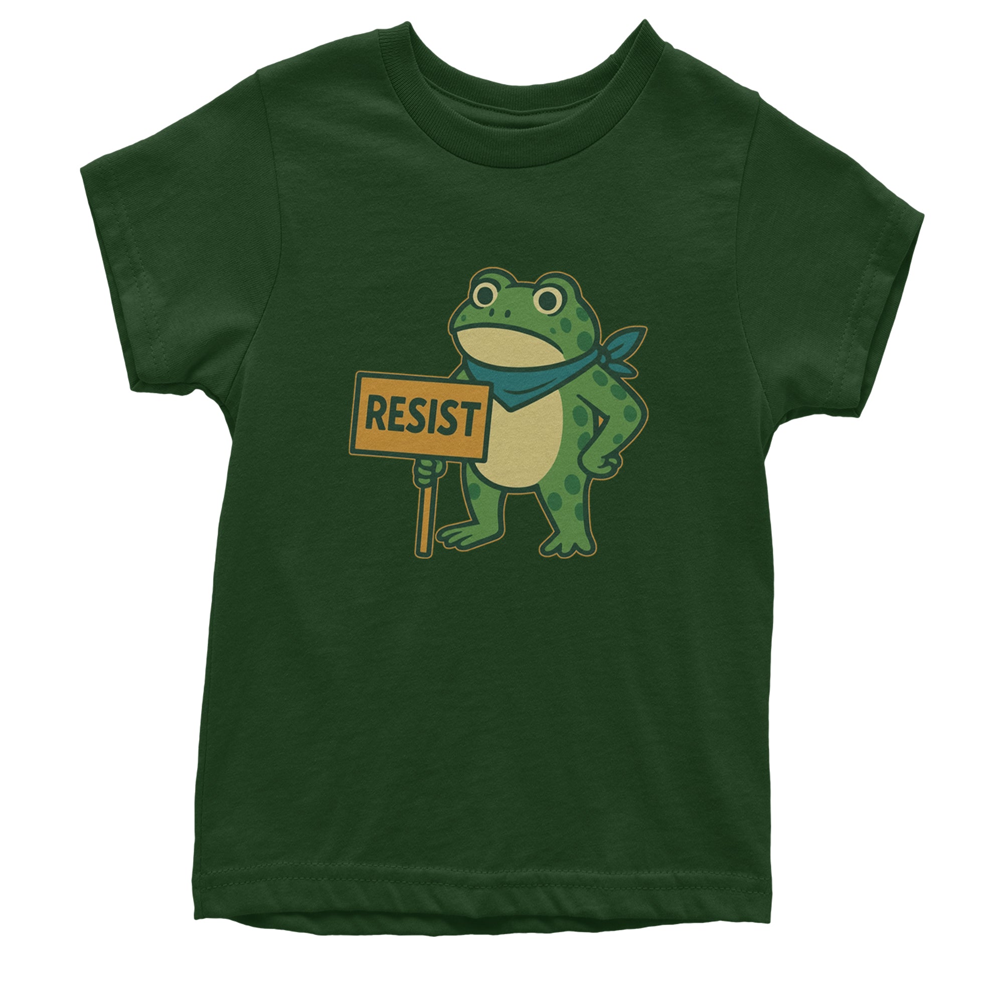 Sign Resist Meme Frog Protest Youth T-shirt Forest Green