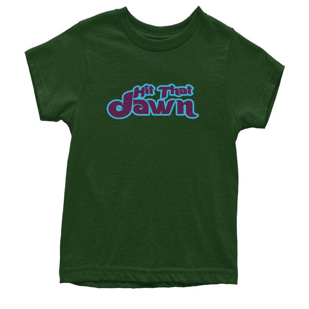 Hit That Jawn Philly Baseball graphic on Kids' Heavyweight Cotton T-Shirt in Forest Green