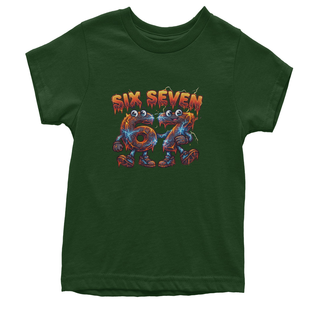 67 Lava Lightning Six Seven Meme Youth T-shirt Forest Green