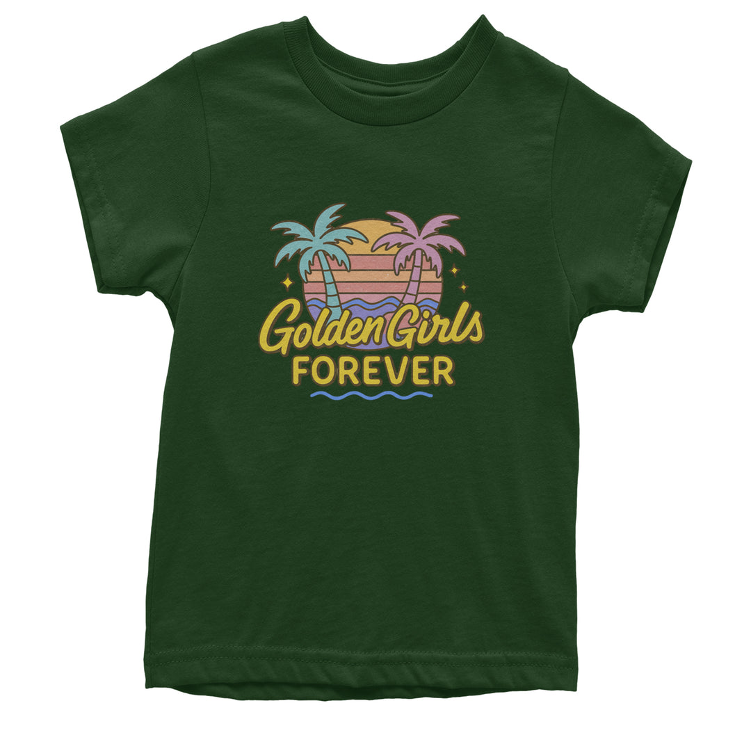 Golden Girls Forever Retro Sunset Youth T-shirt Forest Green