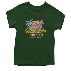 Golden Girls Forever Retro Sunset Youth T-shirt Forest Green