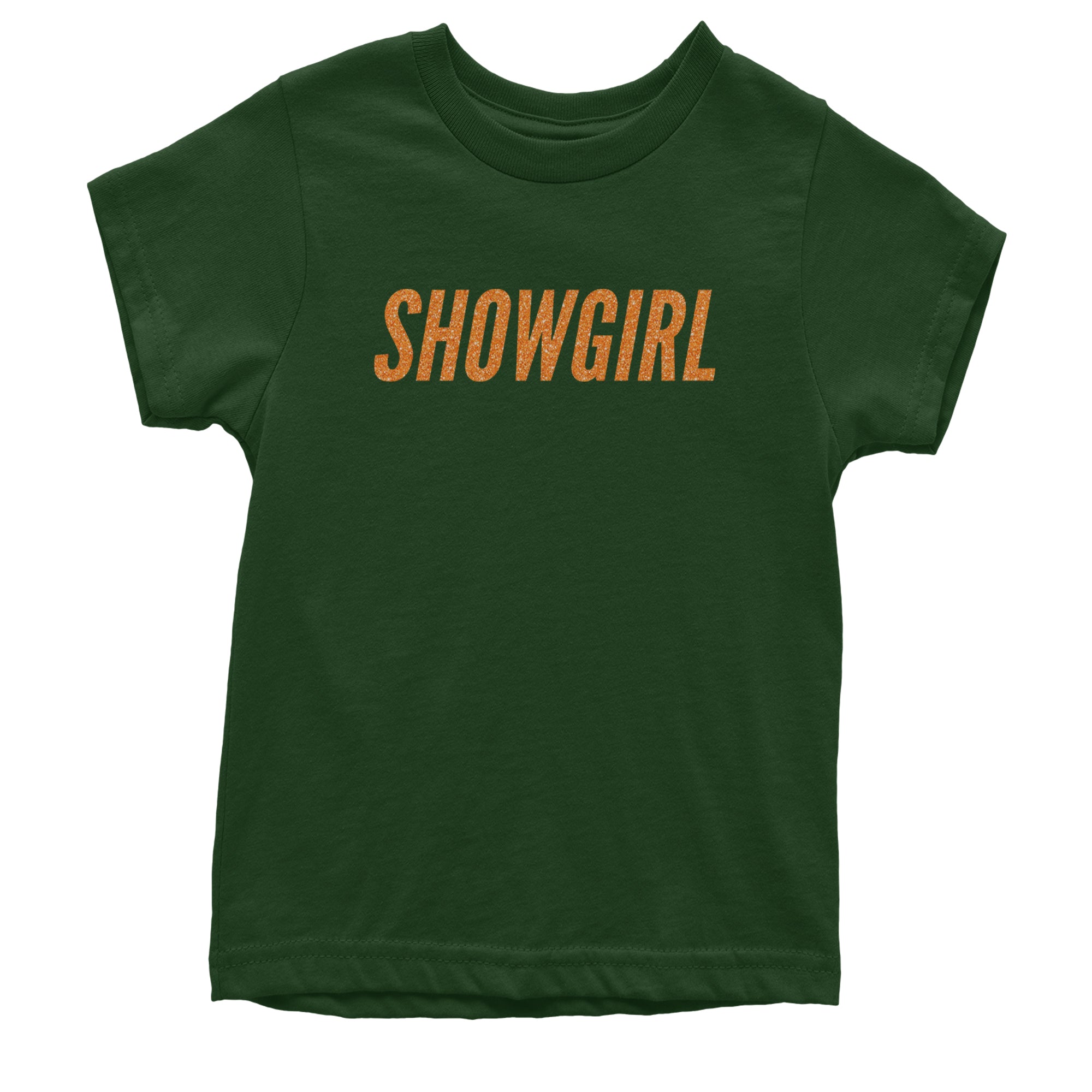 Showgirl Orange Glitter Youth T-shirt Forest Green