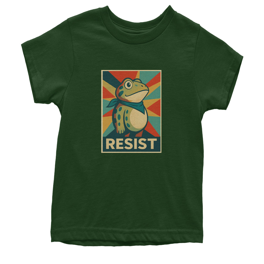 Resist Portland Protest Frog Youth T-shirt Forest Green
